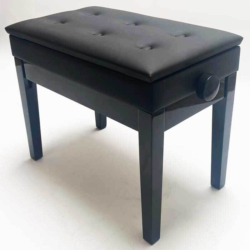Koda &quot;STACCATO&quot;&quot; Adjustable Piano Stool With Book Storage, Polished Ebony