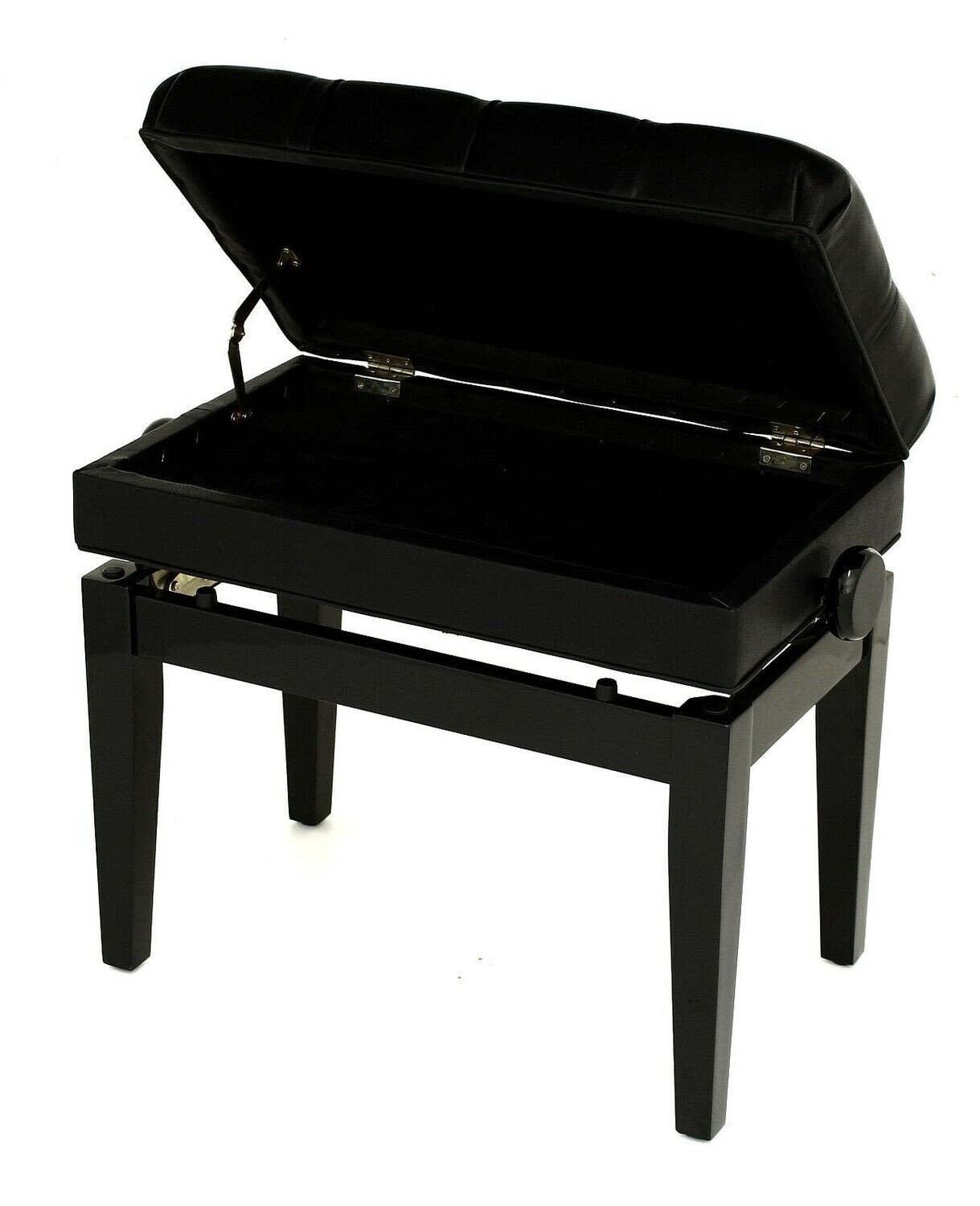 Steinhoven &quot;SYMPHONY&quot; Adjustable Piano Stool With Book Storage, Polished Ebony