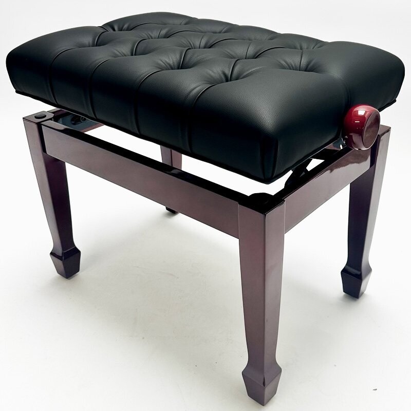 Steinhoven &quot;CADENZA&quot; Adjustable Piano Stool,  with Deep Button Seat, Polished Mahogany