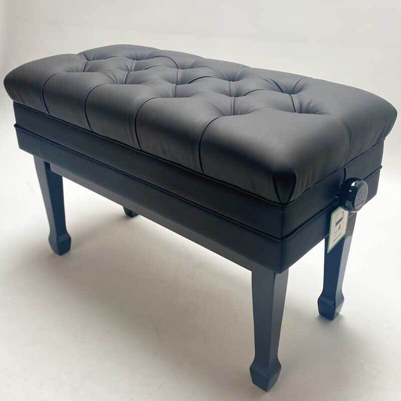 Steinhoven &quot;CONCERTO&quot; Real Leather Adjustable Piano Stool,  with Book Storage, Polished Ebony