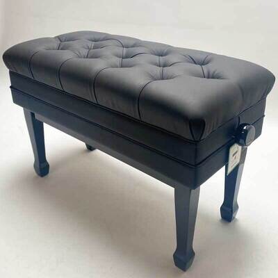 Steinhoven &quot;CONCERTO&quot; Real Leather Adjustable Piano Stool,  with Book Storage, Polished Ebony