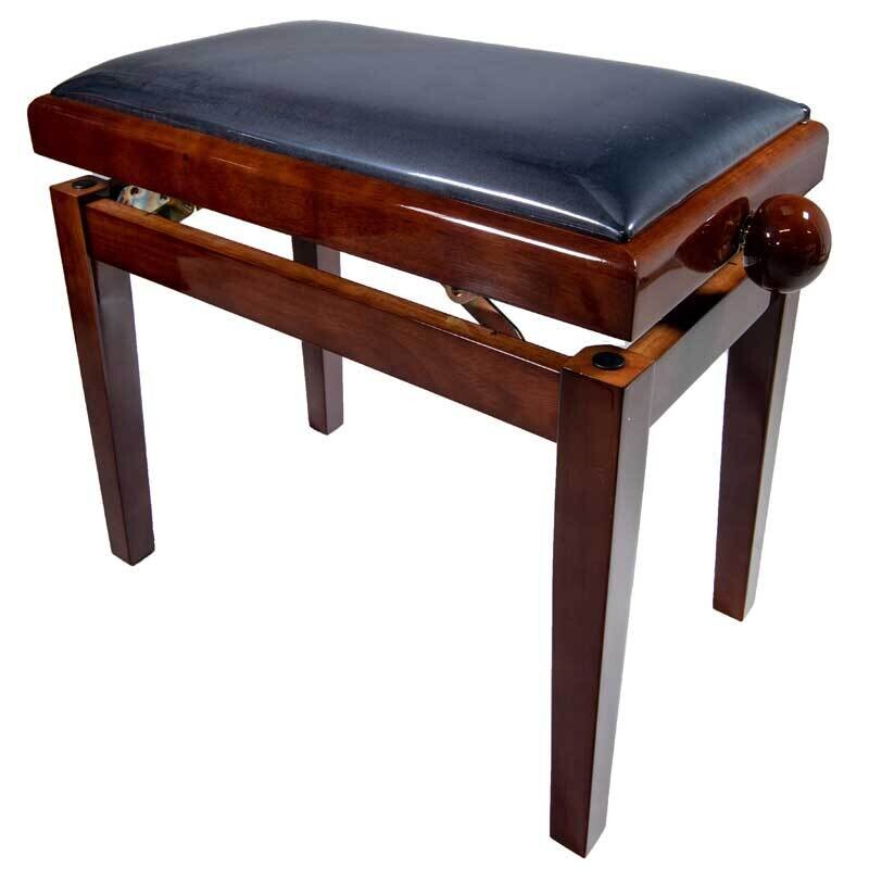 Koda &quot;LEGATO&quot; Adjustable Piano Stool,  with Black Velvet Top, Polished Walnut