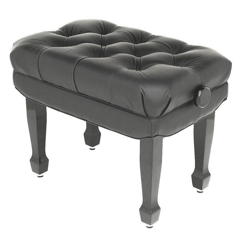 Steinhoven &quot;MAESTRO&quot; Real Leather Adjustable Piano Stool, Polished Ebony