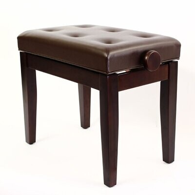 Steinhoven &quot;PRIMA&quot; Adjustable Piano Stool with Padded Button Seat, Satin Rosewood
