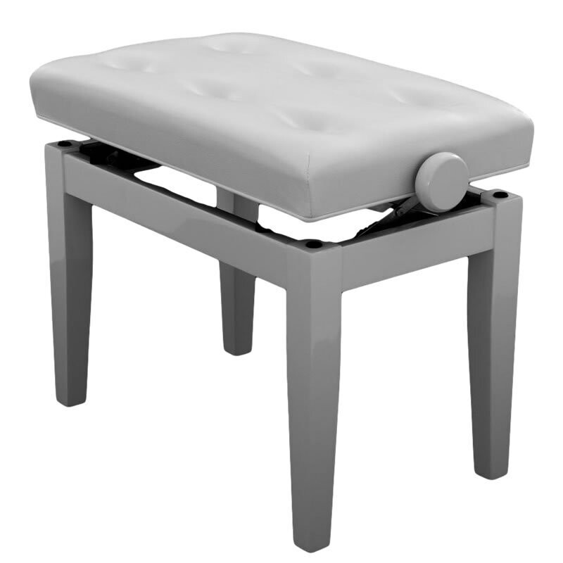 Steinhoven &quot;PRIMA&quot; Adjustable Piano Stool with Padded Button Seat, Polished White