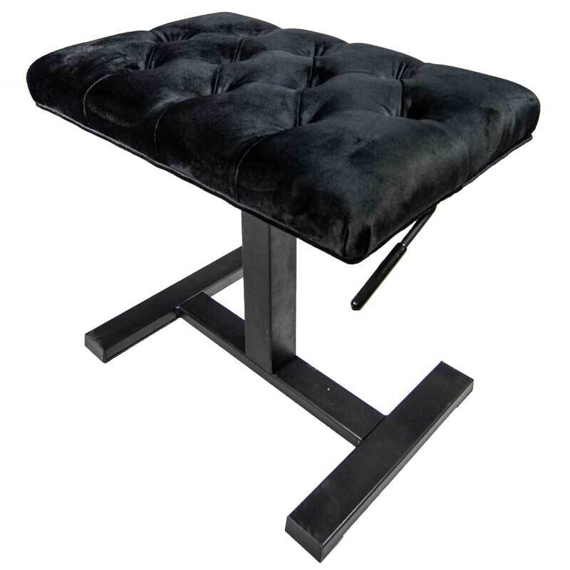 GLISSANDO 3 Hydrolic (gas lift) Piano Stool, Black Velvet Button Top, Satin Black