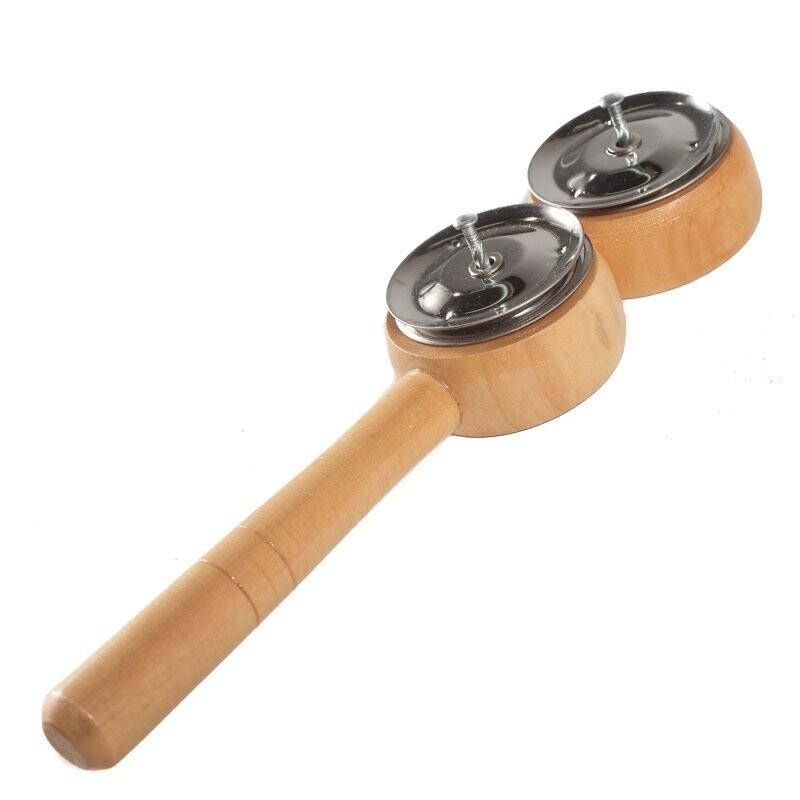 Koda 6.5&quot; (17cm) Wooden Jingle Stick with 2 Chrome Jingles