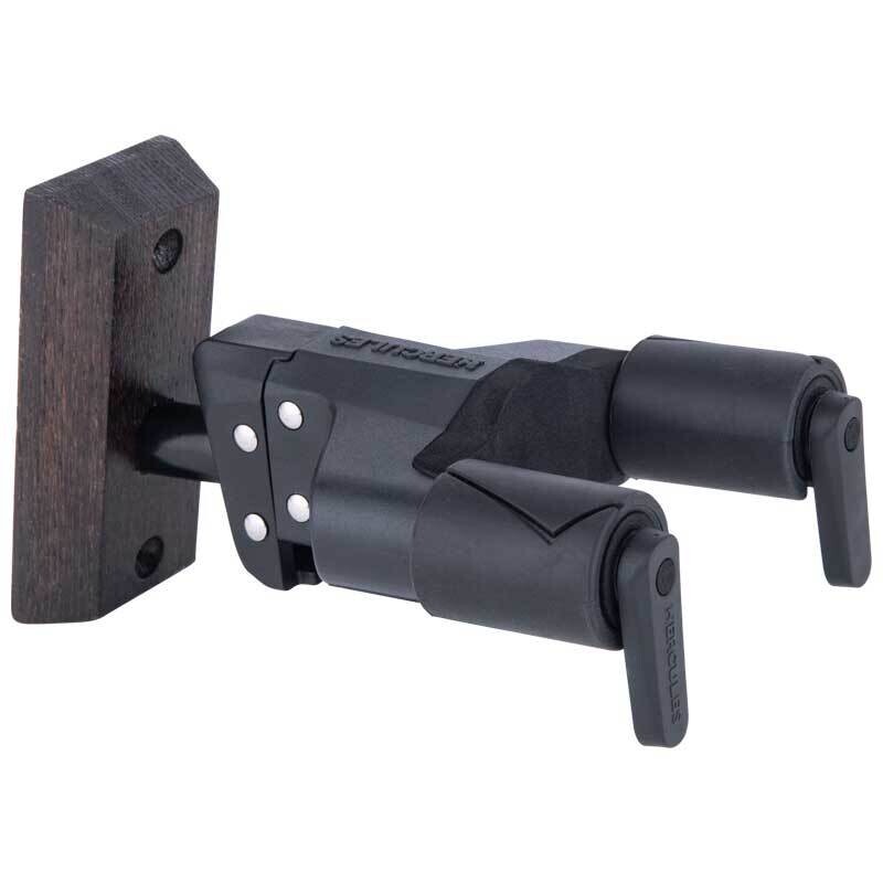 Hercules GSP38WBW PLUS Guitar Wall Hanger, Brown Finish Wood Base