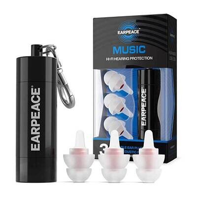 EarPeace HI-FI Hearing Protection, Black Case, White Plugs