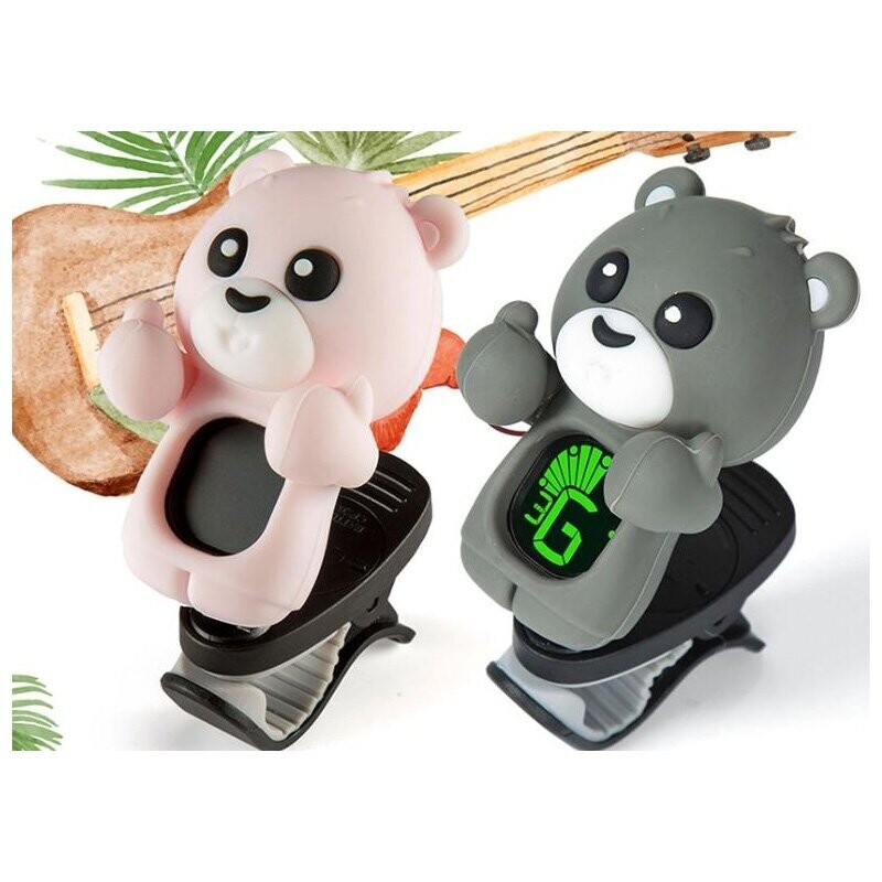 Cartoon Kai Bear Clip-On Chromatic, Bass, Guitar, Violin, Ukulele Tuner - GREY