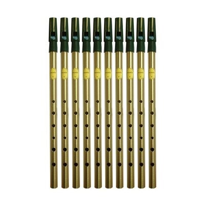 Tin Whistle Feadog Brass C Whistles, Green Top - BOX OF 10