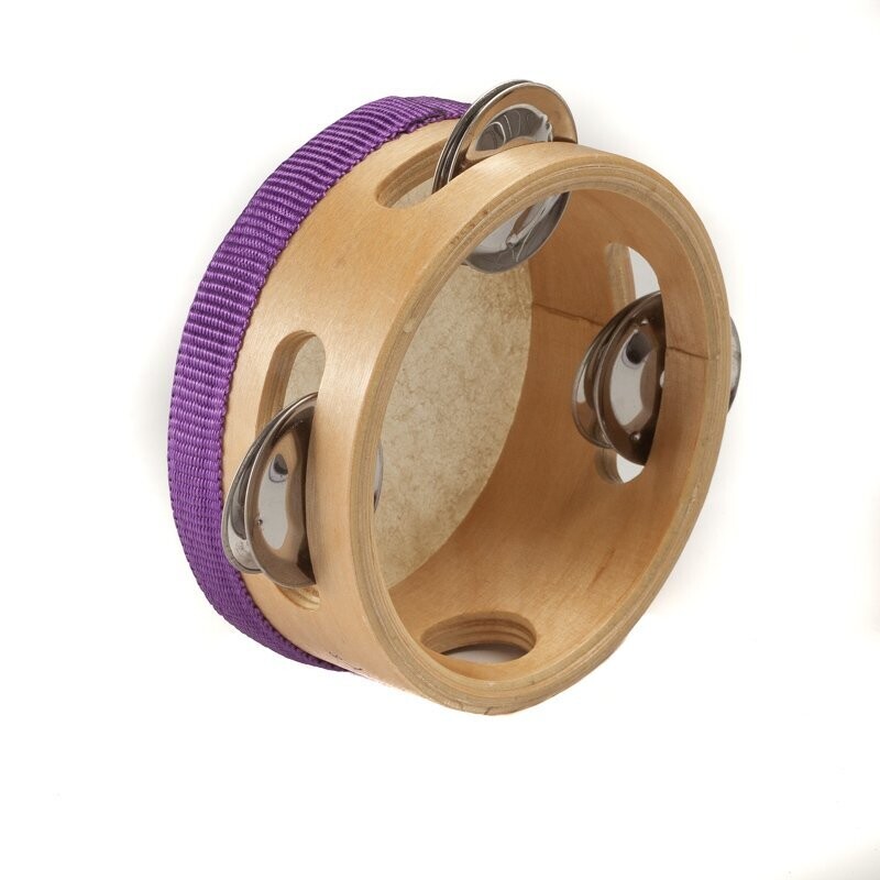 Koda 4.5&quot; (11cm) Tambourine with skin, 3 Jingles, Natural