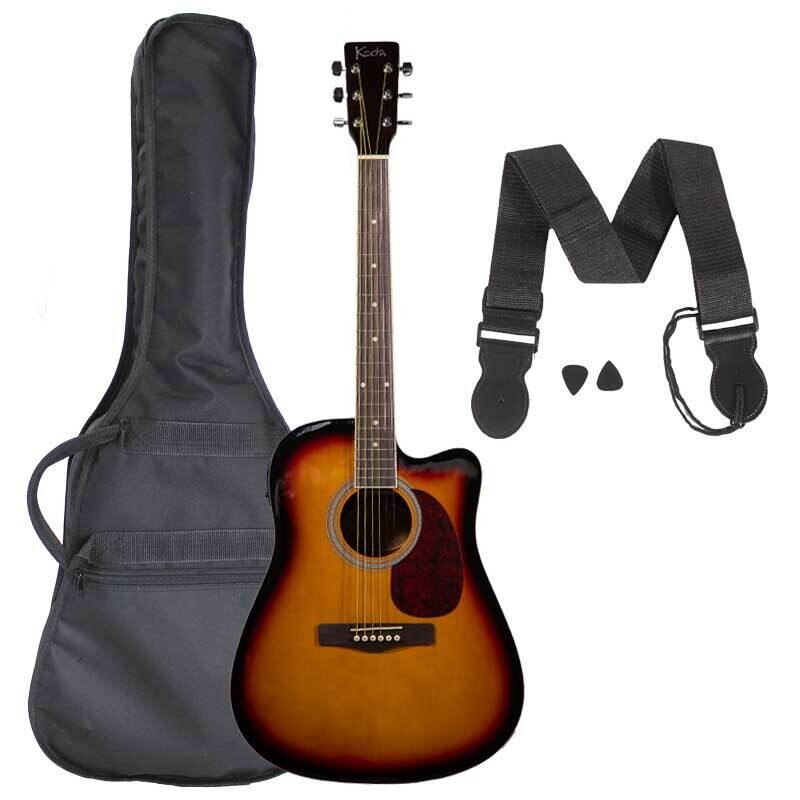 Koda 41&quot; Cutaway Dreadnought Semi-Acoustic Guitar PACK, Sunburst