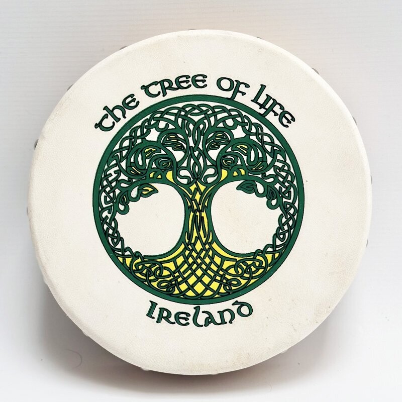 Koda Irish Bodhran 8&quot; with Beater Solid Wooden Frame &amp; Crossbar, TREE OF LIFE