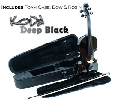 Koda 1/4 Size Traditional Violin with Case, Bow and Rosin, Black