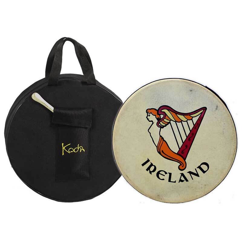 Koda Irish Bodhran 14&quot;x3&quot; with Beater, Solid Wooden Black Frame, IRELAND Design