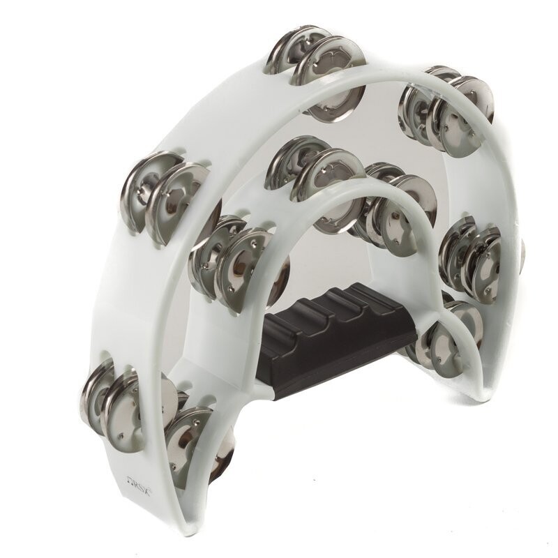 Koda 10&quot;(25cm) Plastic Power Tambourine, 2 Row Jingles, White