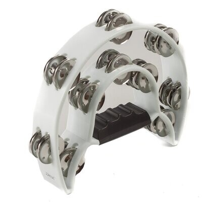 Koda 10&quot;(25cm) Plastic Power Tambourine, 2 Row Jingles, White