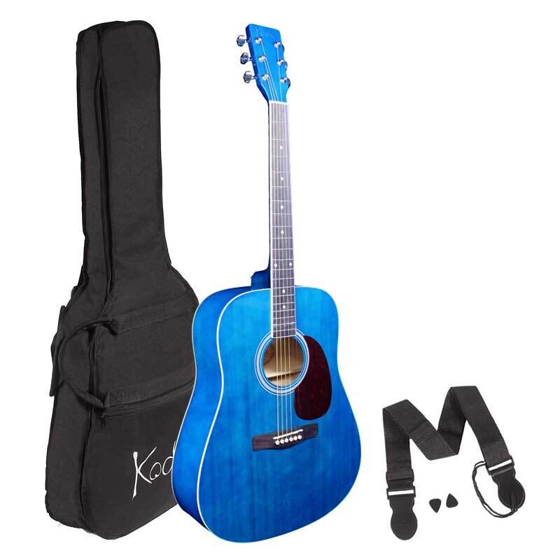 Acoustic Guitar, Koda 4/4 Size BLUE Guitar Pack, with Bag, Strap &amp; 2 Pics