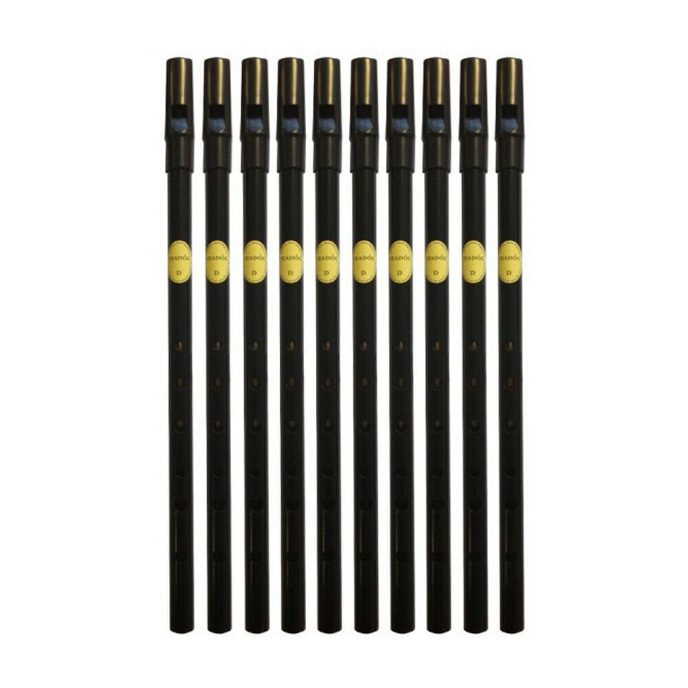 Feadog Black D Whistles, Black Top - BOX OF 10