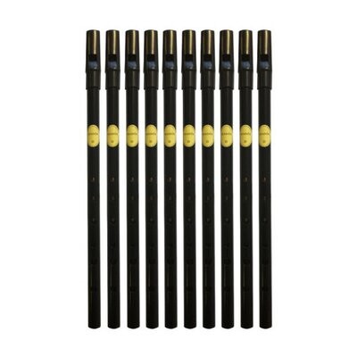 Feadog Black D Whistles, Black Top - BOX OF 10