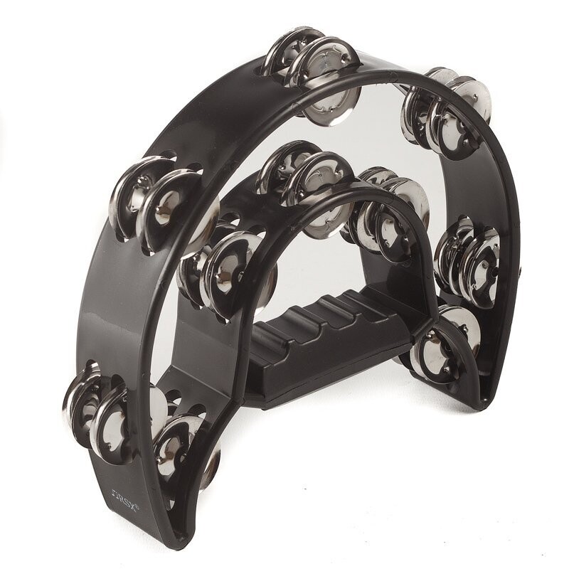 Koda 10&quot;(25cm) Plastic Power Tambourine, 2 Row Jingles, Black