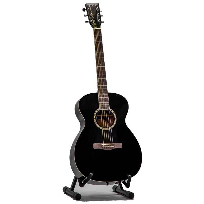 Koda 40&quot; Size Acoustic Folk OM Style Guitar, Black
