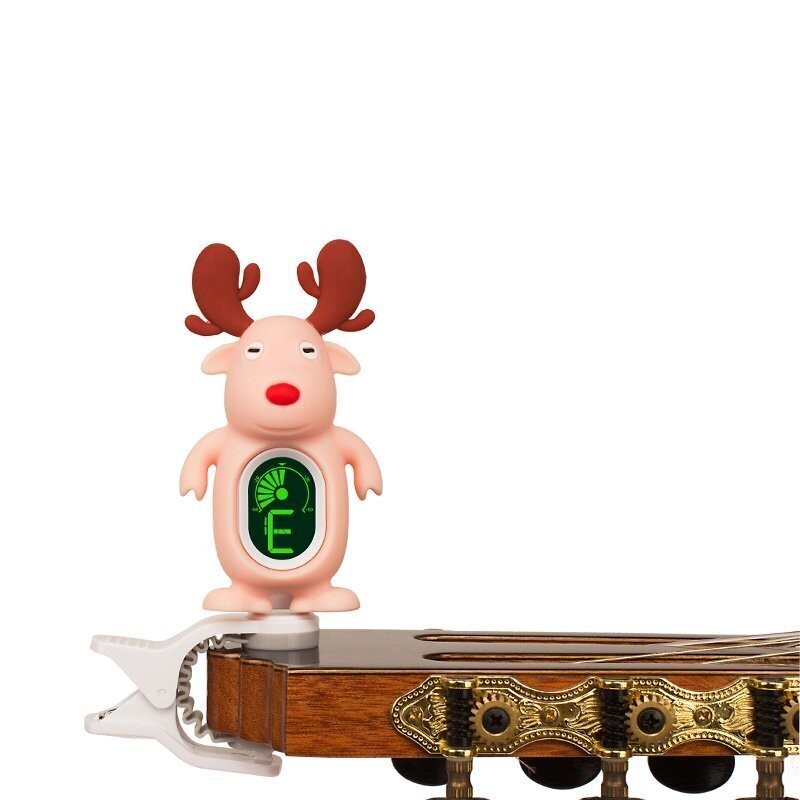 Cartoon Reindeer Clip-On Chromatic, Bass, Guitar, Violin, Ukulele Tuner - PINK