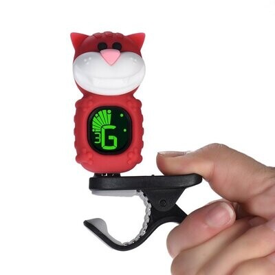 Tuner, Cartoon Cat Clip-On Chromatic, Bass, Guitar, Violin, Ukulele Tuner - RED