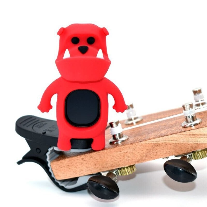 Cartoon Bulldog Clip-On Chromatic, Bass, Guitar, Violin, Ukulele Tuner - RED