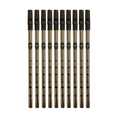 Tin Whistle Feadog Nickel PRO D Whistles, Black Top - BOX OF 10