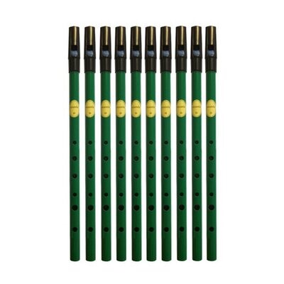 Feadog Green D Whistles, Black Top - BOX OF 10