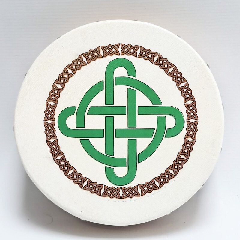Koda Irish Bodhran 8&quot; with Beater Solid Wooden Frame &amp; Crossbar, ROUND CELTIC KNOT
