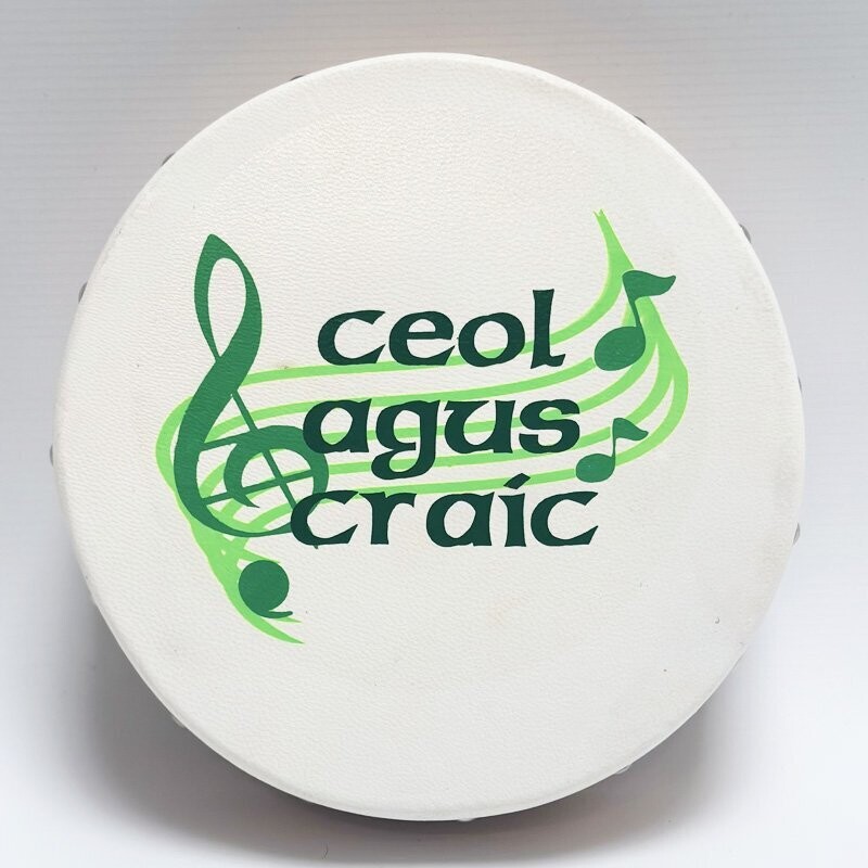 Koda Irish Bodhran 8&quot; with Beater Solid Wooden Frame &amp; Crossbar, CEOL AGUS CRAIC