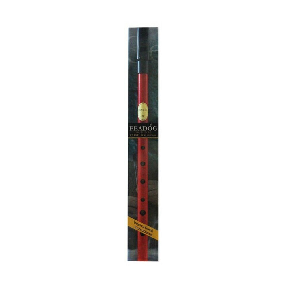 Tin Whistle Feadog Red D Whistle, Black Top - PRESENTATION PACK