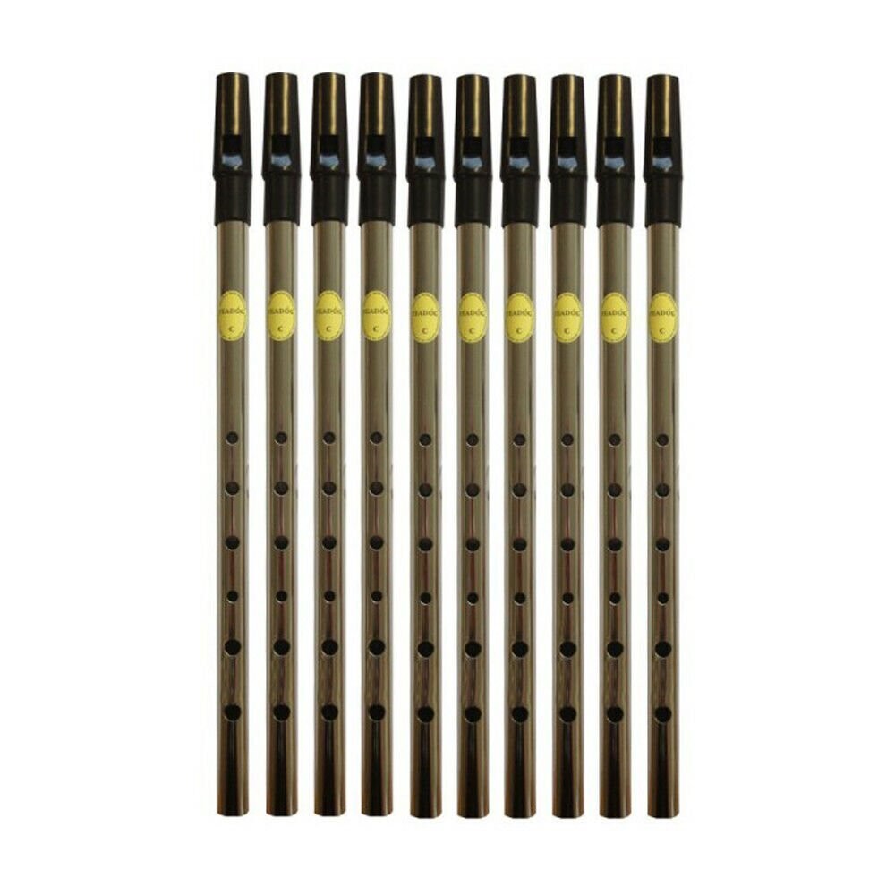 Tin Whistle Feadog Nickel C Whistle, Black Top - BOX OF 10