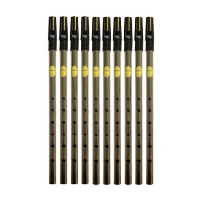 Tin Whistle Feadog Nickel C Whistle, Black Top - BOX OF 10