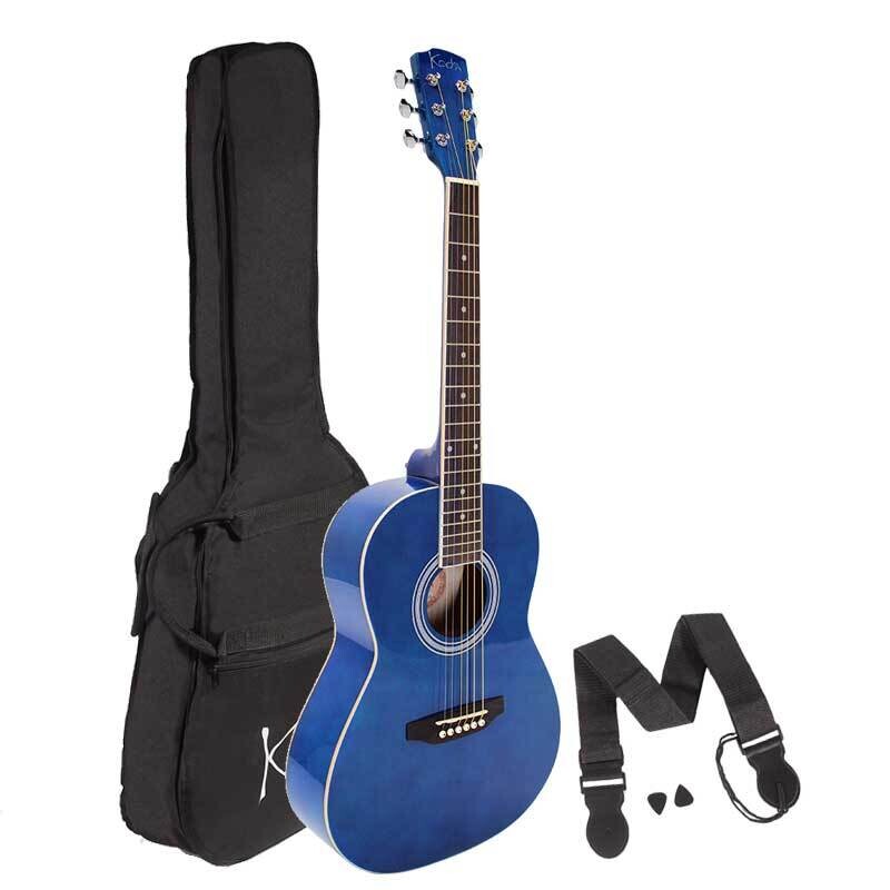 Left Handed Guitar, Koda 3/4 Acoustic Guitar PACK, Blue