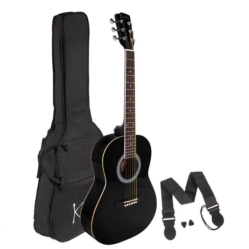 Left Handed Guitar, Koda 3/4 Acoustic Guitar PACK, Black