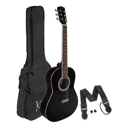 Left Handed Guitar, Koda 3/4 Acoustic Guitar PACK, Black