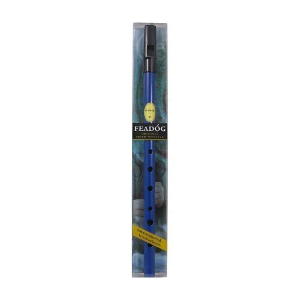 Tin Whistle Feadog Blue D Whistle, Black Top - PRESENTATION PACK