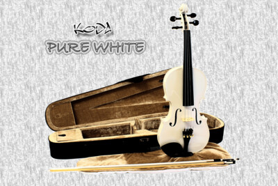 Koda 1/2 Size Traditional Violin with Case, Bow and Rosin, White