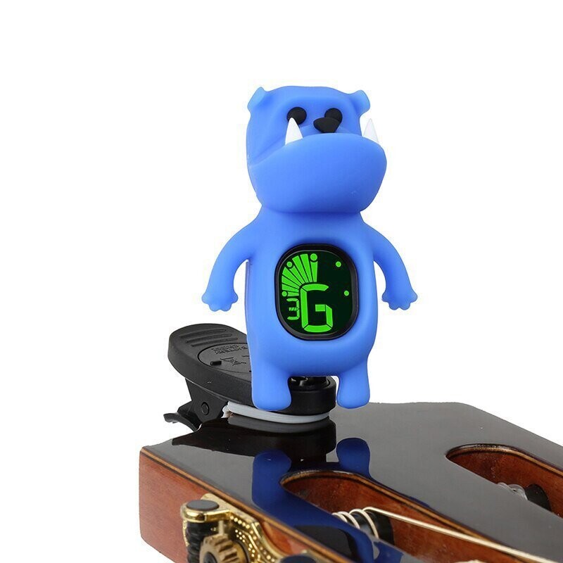 Cartoon Bulldog Clip-On Chromatic, Bass, Guitar, Violin, Ukulele Tuner - BLUE