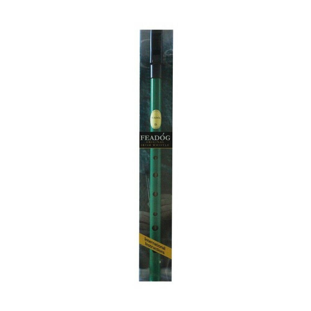 Tin Whistle Feadog Green D Whistle, Black Top - PRESENTATION PACK