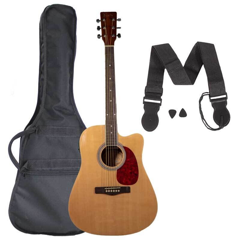Koda 41&quot; Cutaway Dreadnought Semi-Acoustic Guitar PACK, Natural