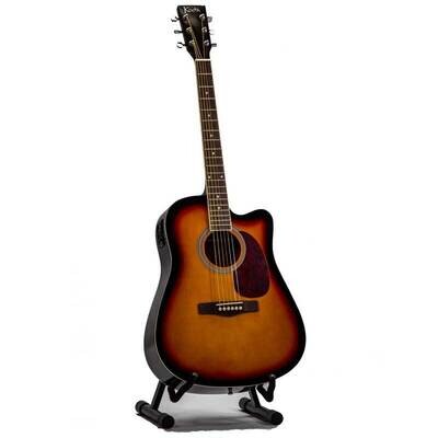 Koda 40&quot; Folk OM Style Acoustic Cutaway Guitar with Pickup, Sunburst