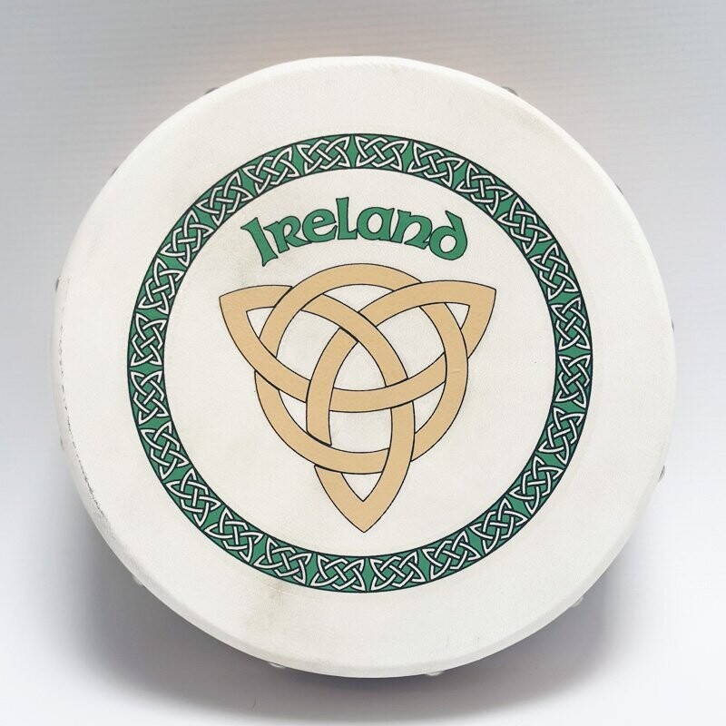 Koda Irish Bodhran 8&quot; with Beater Solid Wooden Frame &amp; Crossbar, IRELAND TRINITY KNOT