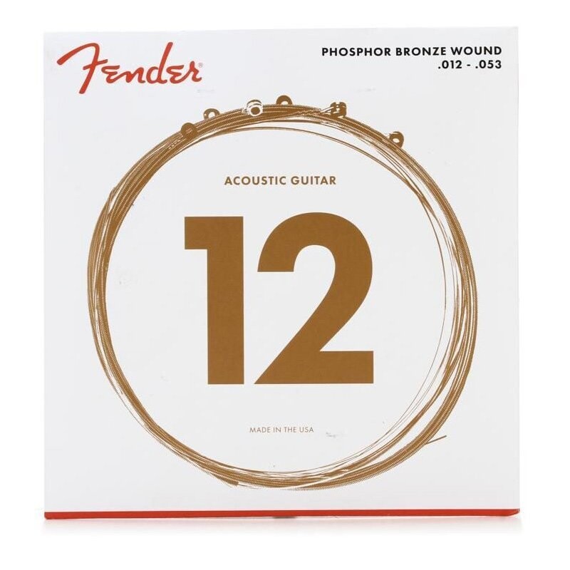 Fender Phosphor Bronze Acoustic Guitar Strings, Ball End, 60L .012-.053 Gauges