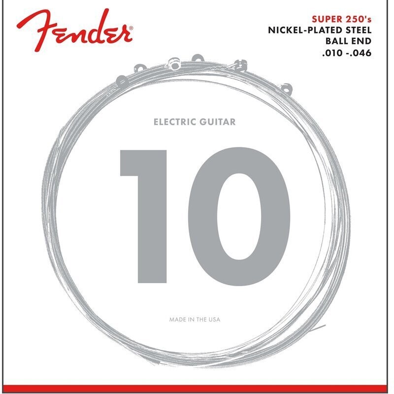 Fender Electric Guitar Strings, Nickel Plated Steel Strings, Ball End, .010-.046