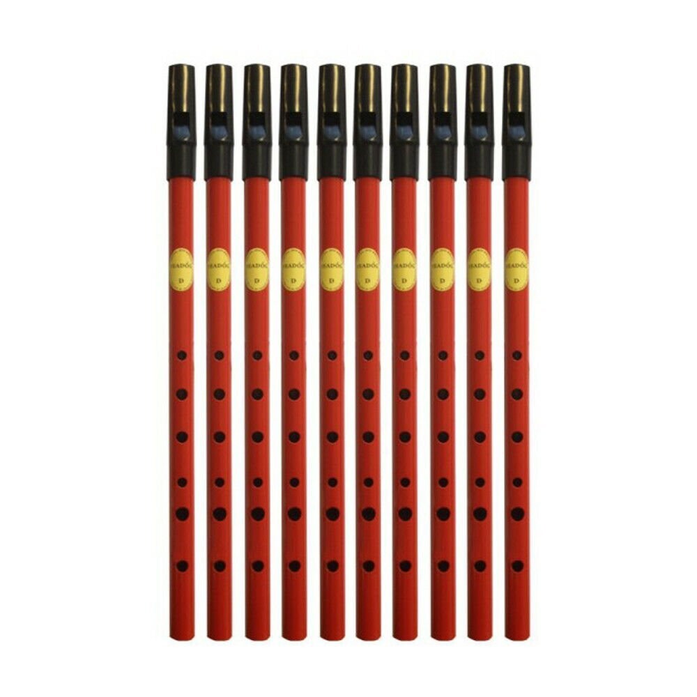 Feadog Red D Whistles, Black Top - BOX OF 10